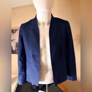 J.Crew Navy Linen Blend Open Front Blazer Size 10